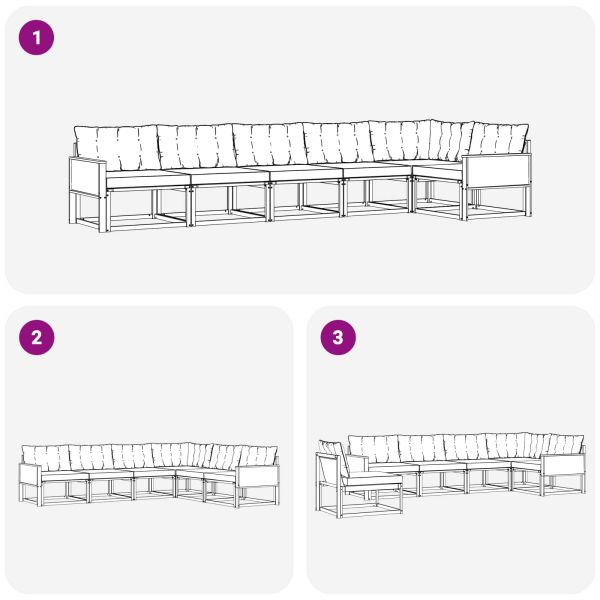 Комплект дивани за открито 6 pcs Естествено и черно