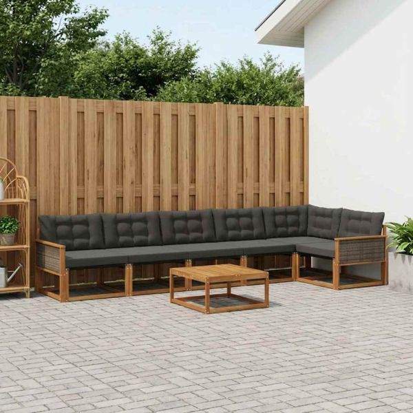Комплект дивани за открито 7 pcs Естествено и черно