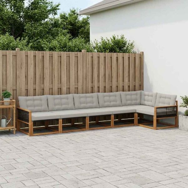 Комплект дивани за открито 7 pcs Натурално и светлосиво