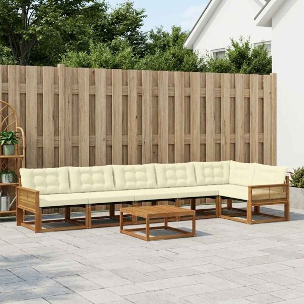 Комплект дивани за открито 7 pcs Натурален и Крема