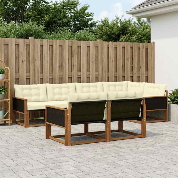 Комплект дивани за открито 7 pcs Натурален и Крема