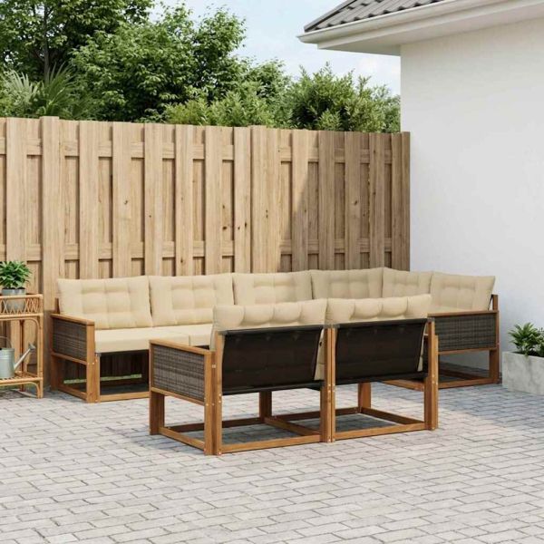 Комплект дивани за открито 7 pcs Натурален и Бежов