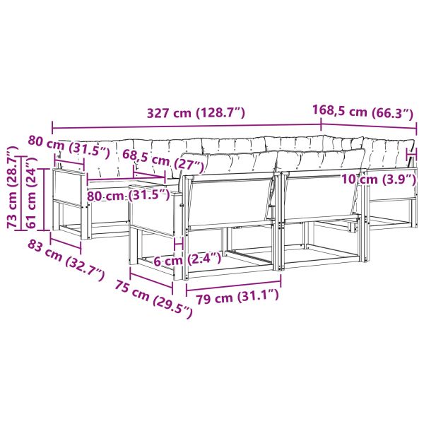 Комплект дивани за открито 7 pcs Натурален и Крема
