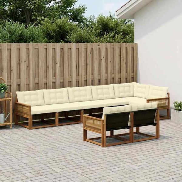 Комплект дивани за открито 8 pcs Натурален и Крема