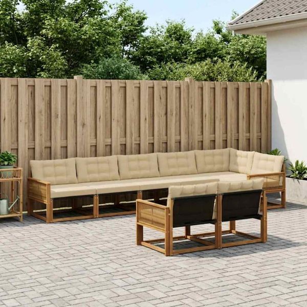 Комплект дивани за открито 8 pcs Натурален и Бежов