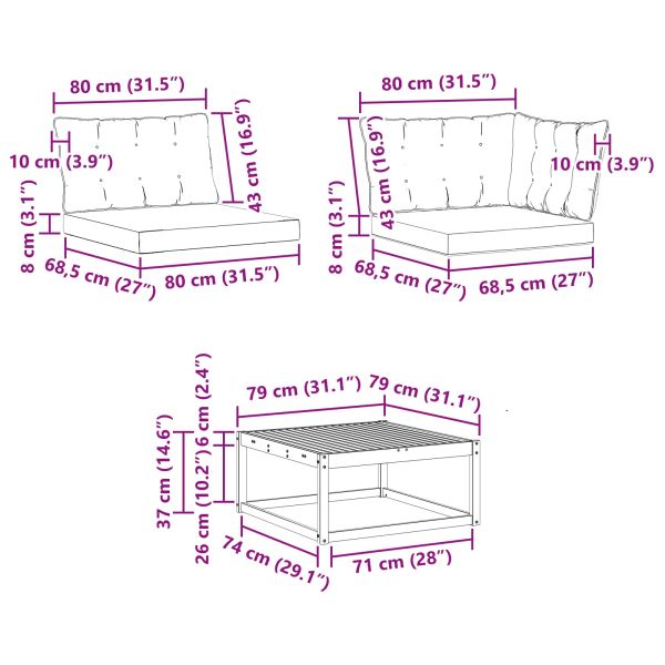 Комплект дивани за открито 9 pcs Естествено и черно