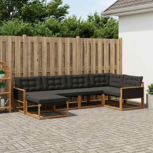 Комплект дивани за открито 6 pcs Естествено и черно