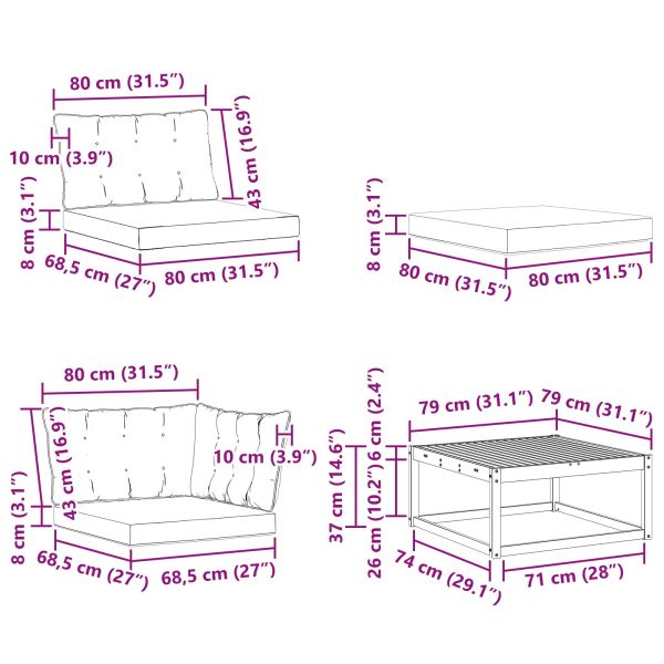 Комплект дивани за открито 7 pcs Натурално и светлосиво