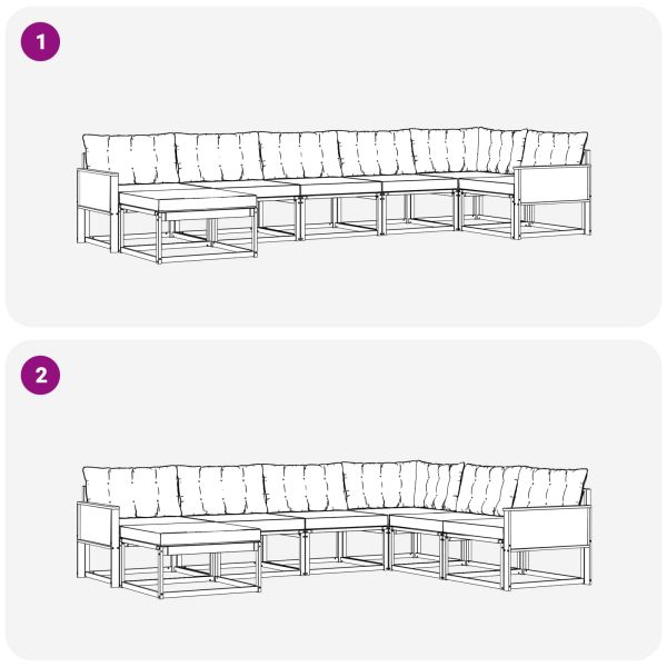 Комплект дивани за открито 7 pcs Натурално и светлосиво