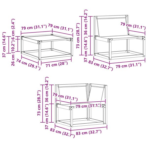 Комплект дивани за открито 7 pcs Естествено и черно