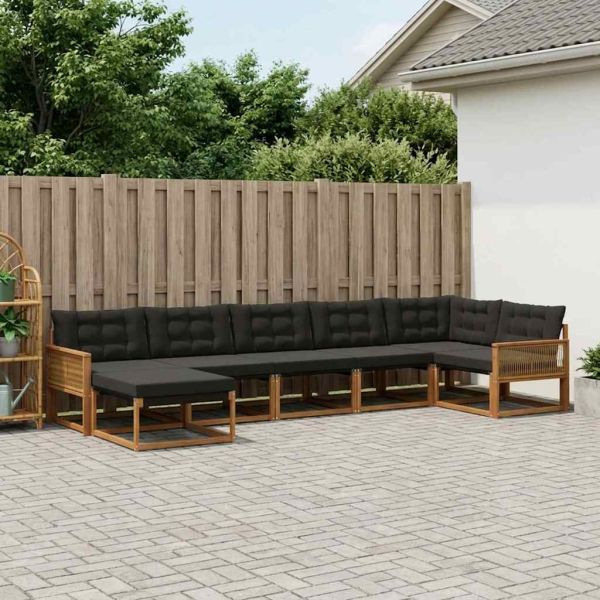 Комплект дивани за открито 7 pcs Естествено и черно