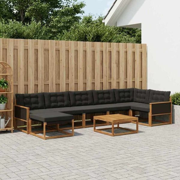Комплект дивани за открито 8 pcs Естествено и черно