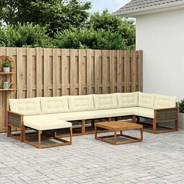 Комплект дивани за открито 8 pcs Натурален и Крема