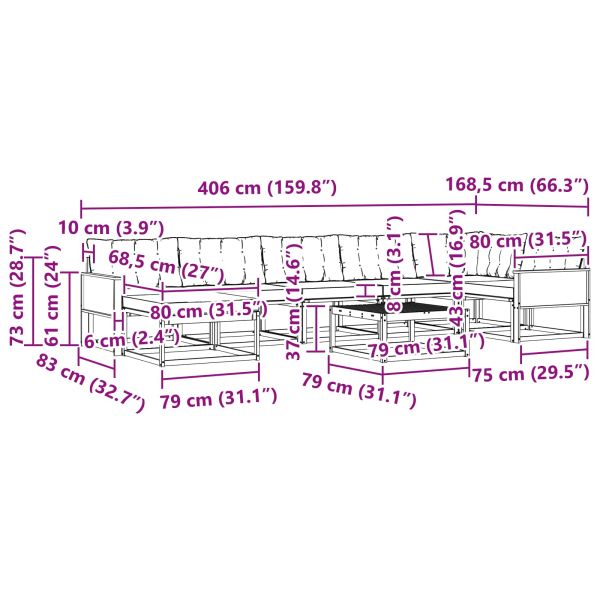 Комплект дивани за открито 8 pcs Натурален и Бежов