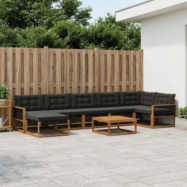 Комплект дивани за открито 8 pcs Естествено и черно