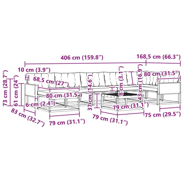 Комплект дивани за открито 8 pcs Натурално и светлосиво