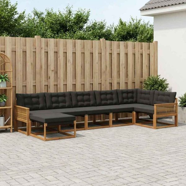 Комплект дивани за открито 8 pcs Естествено и черно