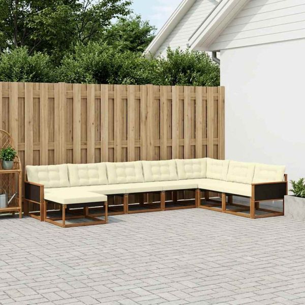 Комплект дивани за открито 8 pcs Натурален и Крема