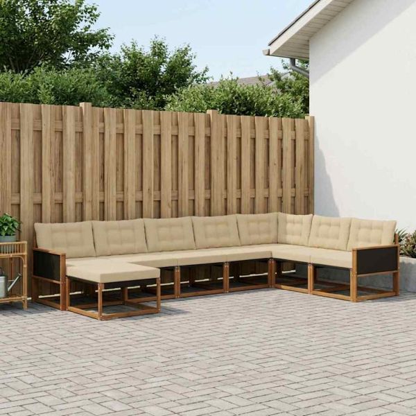 Комплект дивани за открито 8 pcs Натурален и Бежов