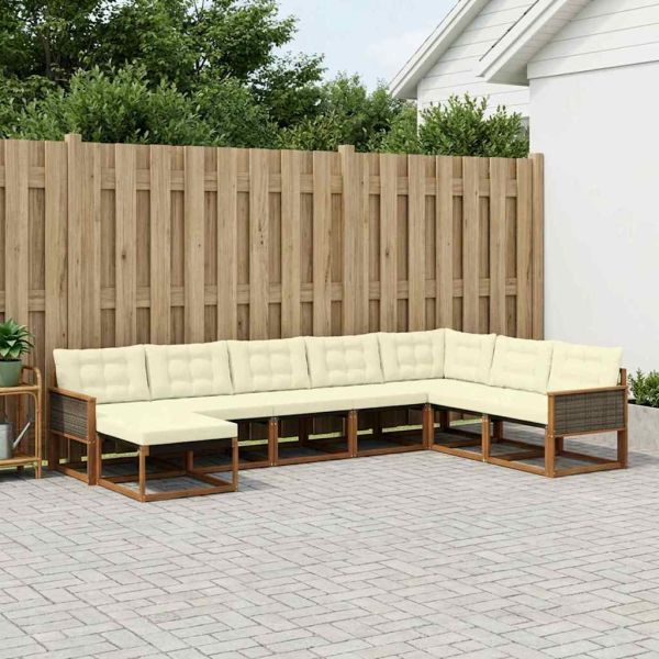 Комплект дивани за открито 8 pcs Натурален и Крема
