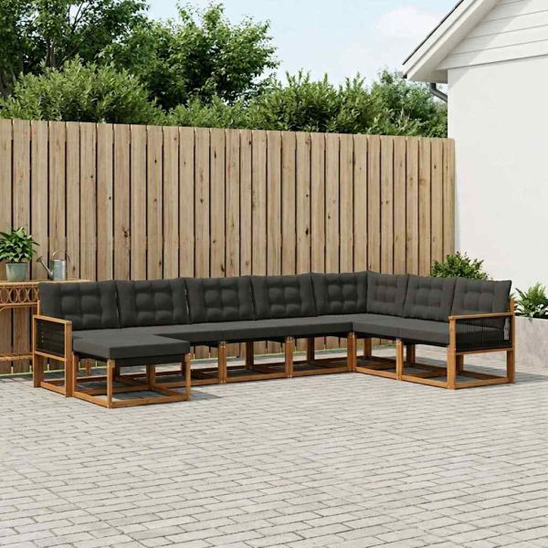 Комплект дивани за открито 8 pcs Естествено и черно
