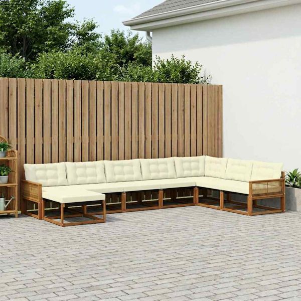 Комплект дивани за открито 8 pcs Натурален и Крема