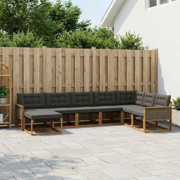 Комплект дивани за открито 9 pcs Естествено и черно