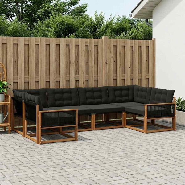 Комплект дивани за открито 6 pcs Естествено и черно
