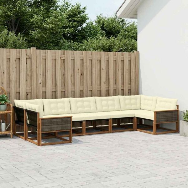 Комплект дивани за открито 7 pcs Натурален и Крема