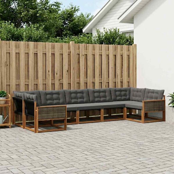 Комплект дивани за открито 7 pcs Естествено и черно