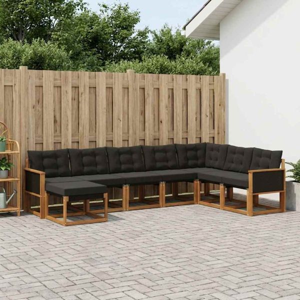 Комплект дивани за открито 8 pcs Естествено и черно