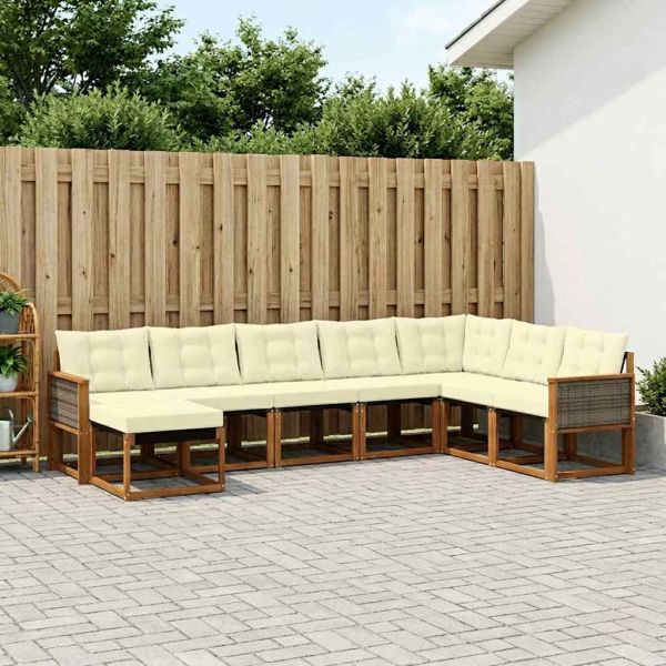 Комплект дивани за открито 8 pcs Натурален и Крема