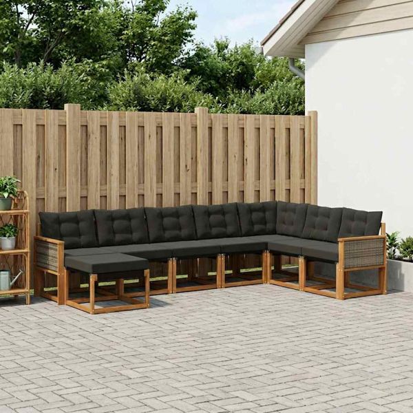 Комплект дивани за открито 8 pcs Естествено и черно