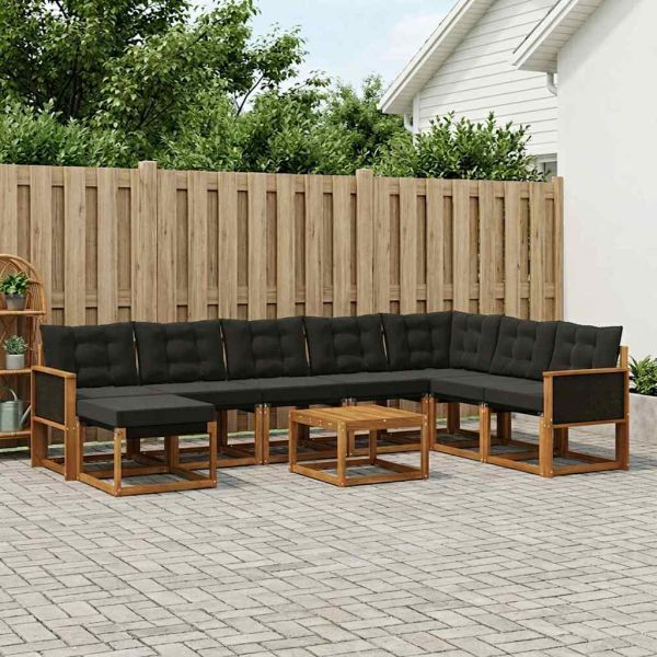 Комплект дивани за открито 9 pcs Естествено и черно
