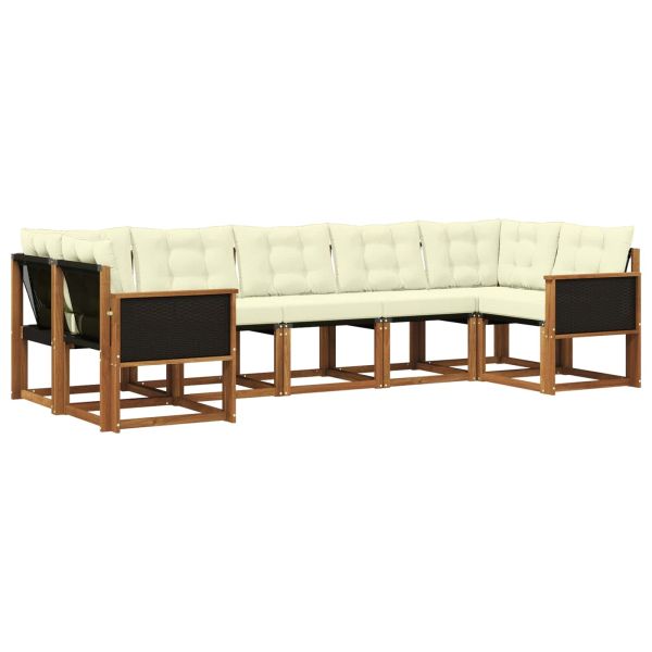 Комплект дивани за открито 7 pcs Натурален и Крема