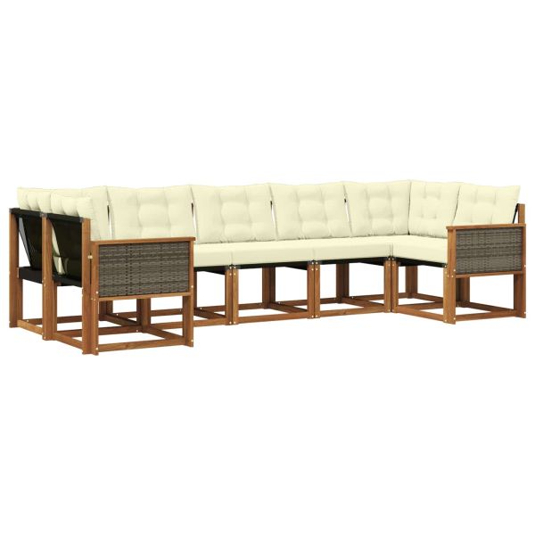 Комплект дивани за открито 7 pcs Натурален и Крема
