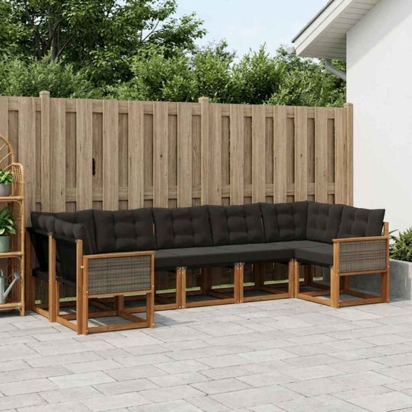 Комплект дивани за открито 7 pcs Естествено и черно