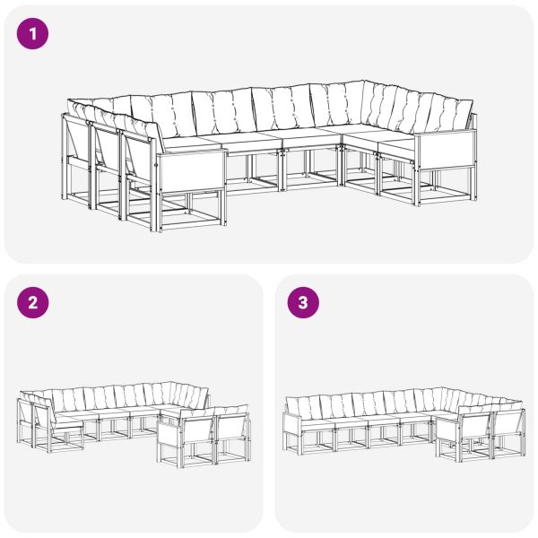 Комплект дивани за открито 9 pcs Естествено и черно