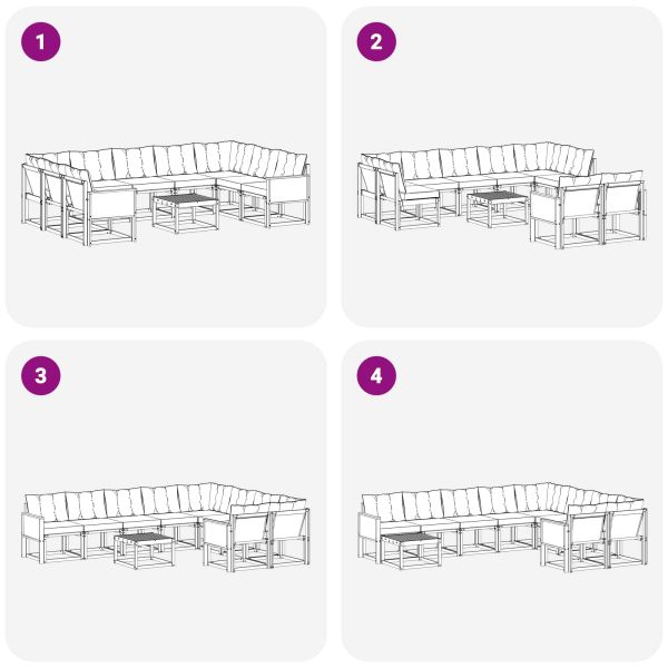 Комплект дивани за открито 10 pcs Натурален и Крема