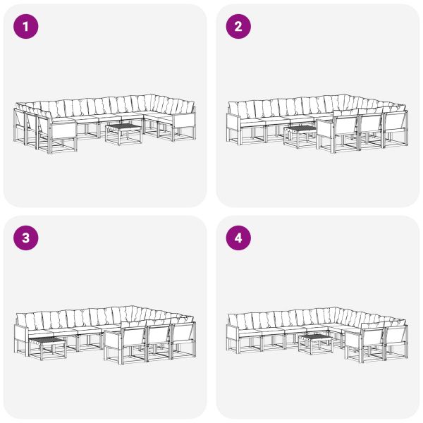 Комплект дивани за открито 11 pcs Естествено и черно