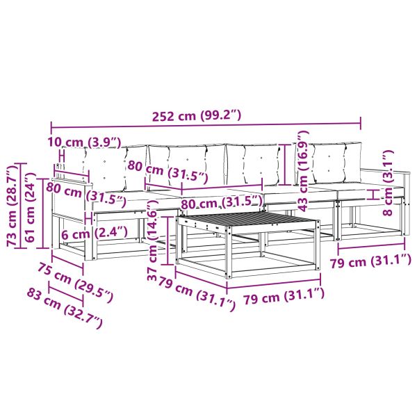 Комплект дивани за открито 5 pcs Натурален и Крема