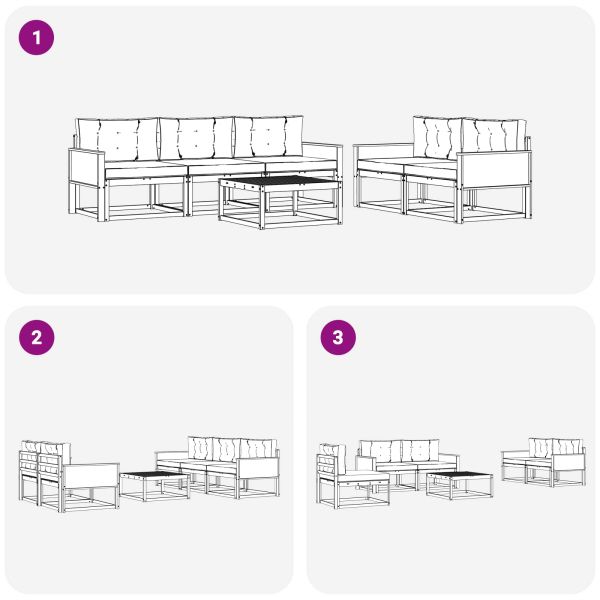 Комплект дивани за открито 6 pcs Натурален и Бежов