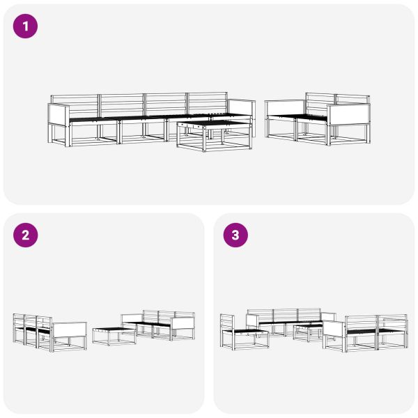 Комплект дивани за открито 7 pcs Натурално