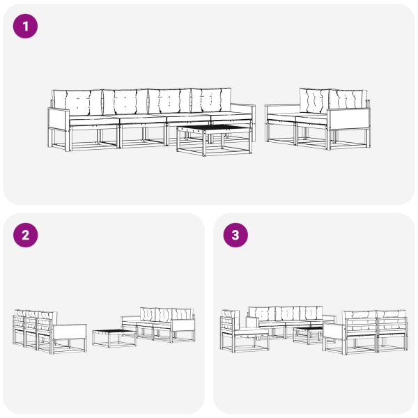 Комплект дивани за открито 7 pcs Натурален и Антрацит
