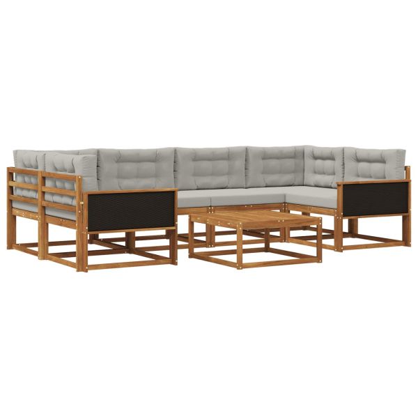 Комплект дивани за открито 7 pcs Естествено и светлосиво