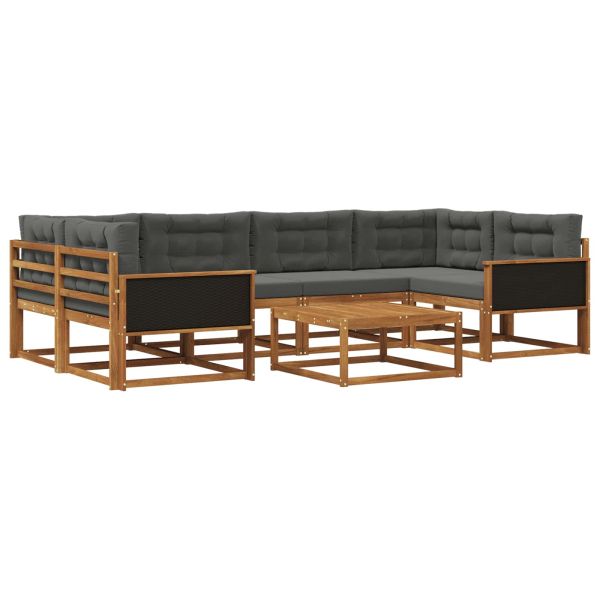 Комплект дивани за открито 7 pcs Натурален и Антрацит