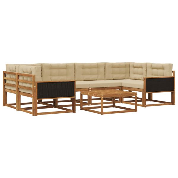 Комплект дивани за открито 7 pcs Натурален и Бежов