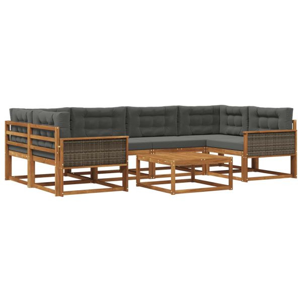 Комплект дивани за открито 7 pcs Натурален и Антрацит