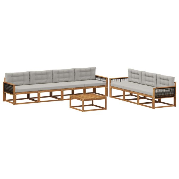 Комплект дивани за открито 8 pcs Естествено и светлосиво