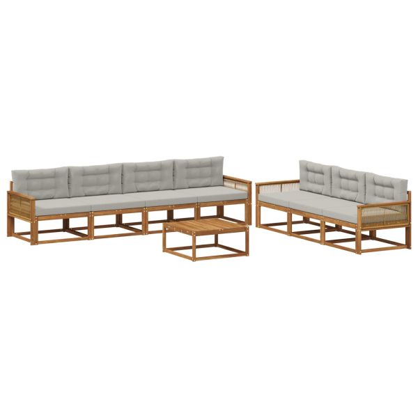 Комплект дивани за открито 8 pcs Естествено и светлосиво